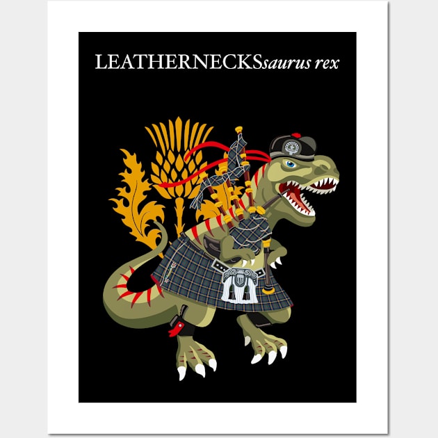 Clanosaurus Rex LEATHERNECKSsaurus rex Plaid Leathernecks Marines Scotland Ireland Family Tartan Wall Art by BullShirtCo